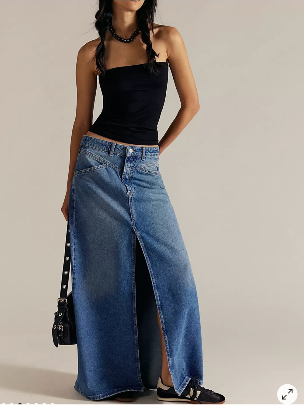 We The Free "The Rambler" in Come As You Are Denim Maxi Skirt Sz 4 Med Wash NWT